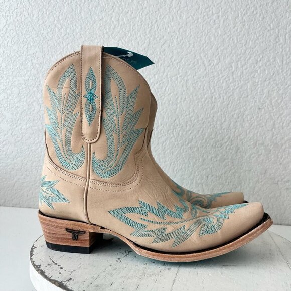 Lane LEXINGTON Womens Cowboy Bootie Sz 6 Sand and Stream Western Cowgirl Boots - Picture 2 of 11